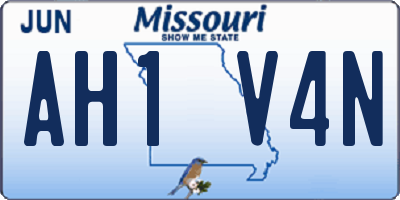 MO license plate AH1V4N