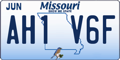 MO license plate AH1V6F