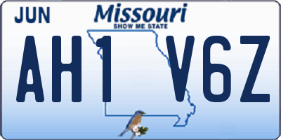 MO license plate AH1V6Z