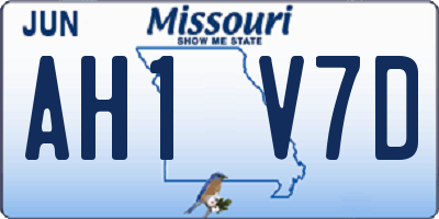 MO license plate AH1V7D