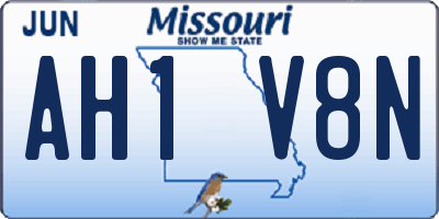 MO license plate AH1V8N