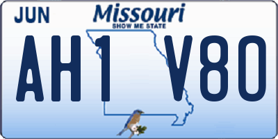 MO license plate AH1V8O