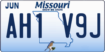 MO license plate AH1V9J