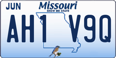 MO license plate AH1V9Q