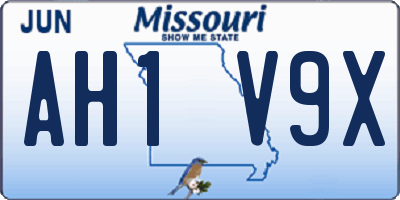 MO license plate AH1V9X