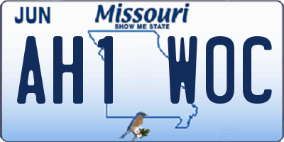 MO license plate AH1W0C