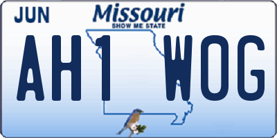 MO license plate AH1W0G