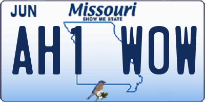 MO license plate AH1W0W