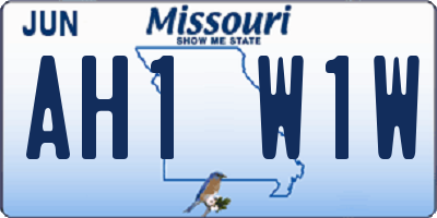 MO license plate AH1W1W