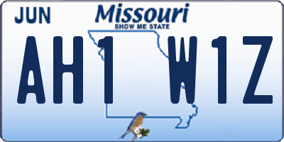 MO license plate AH1W1Z