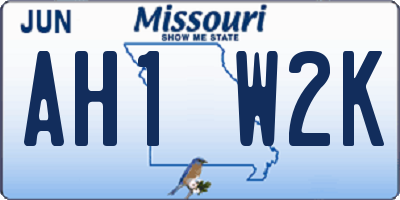 MO license plate AH1W2K