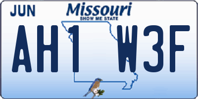 MO license plate AH1W3F