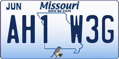 MO license plate AH1W3G