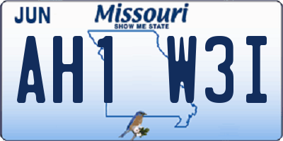 MO license plate AH1W3I
