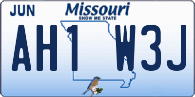 MO license plate AH1W3J