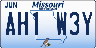 MO license plate AH1W3Y