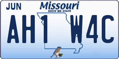 MO license plate AH1W4C