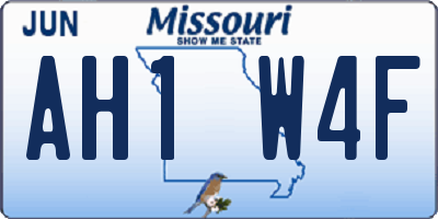 MO license plate AH1W4F