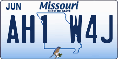 MO license plate AH1W4J