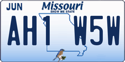 MO license plate AH1W5W