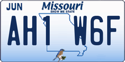 MO license plate AH1W6F