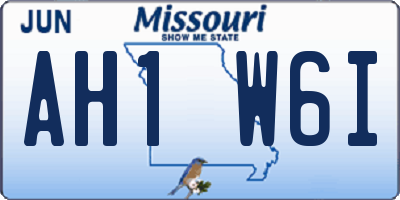 MO license plate AH1W6I
