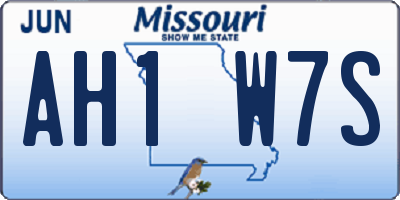 MO license plate AH1W7S