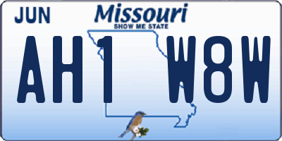 MO license plate AH1W8W