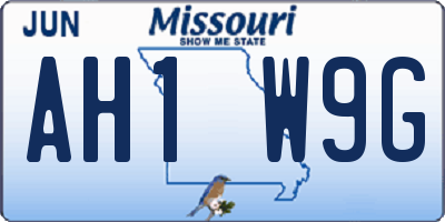 MO license plate AH1W9G