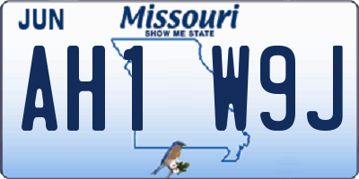 MO license plate AH1W9J