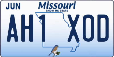 MO license plate AH1X0D