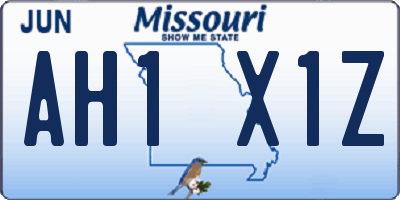 MO license plate AH1X1Z
