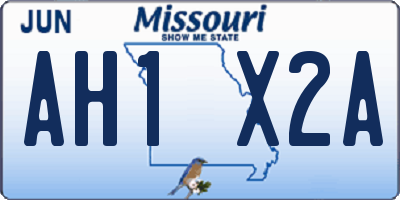 MO license plate AH1X2A