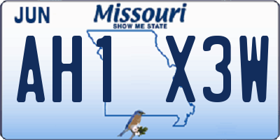 MO license plate AH1X3W