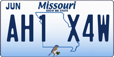 MO license plate AH1X4W
