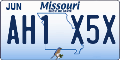 MO license plate AH1X5X