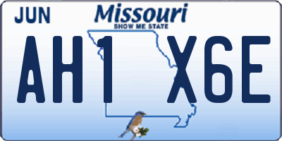 MO license plate AH1X6E