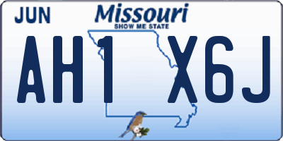 MO license plate AH1X6J