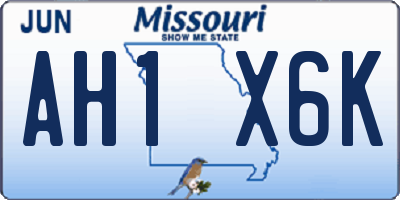 MO license plate AH1X6K