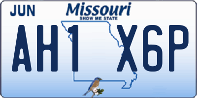 MO license plate AH1X6P