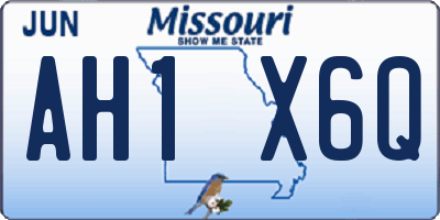 MO license plate AH1X6Q