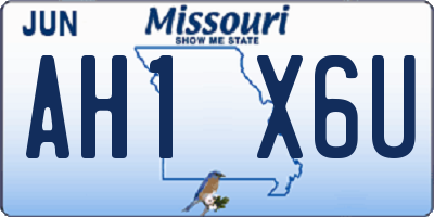 MO license plate AH1X6U