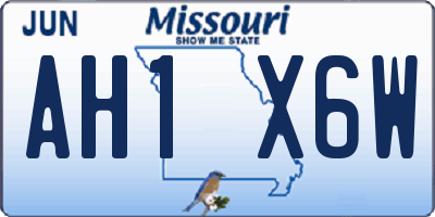 MO license plate AH1X6W