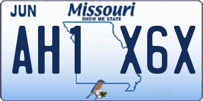 MO license plate AH1X6X