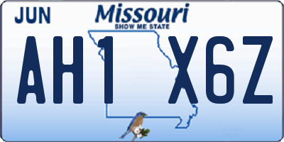 MO license plate AH1X6Z