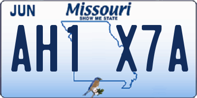 MO license plate AH1X7A