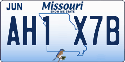 MO license plate AH1X7B