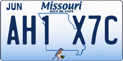 MO license plate AH1X7C