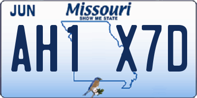 MO license plate AH1X7D