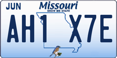 MO license plate AH1X7E